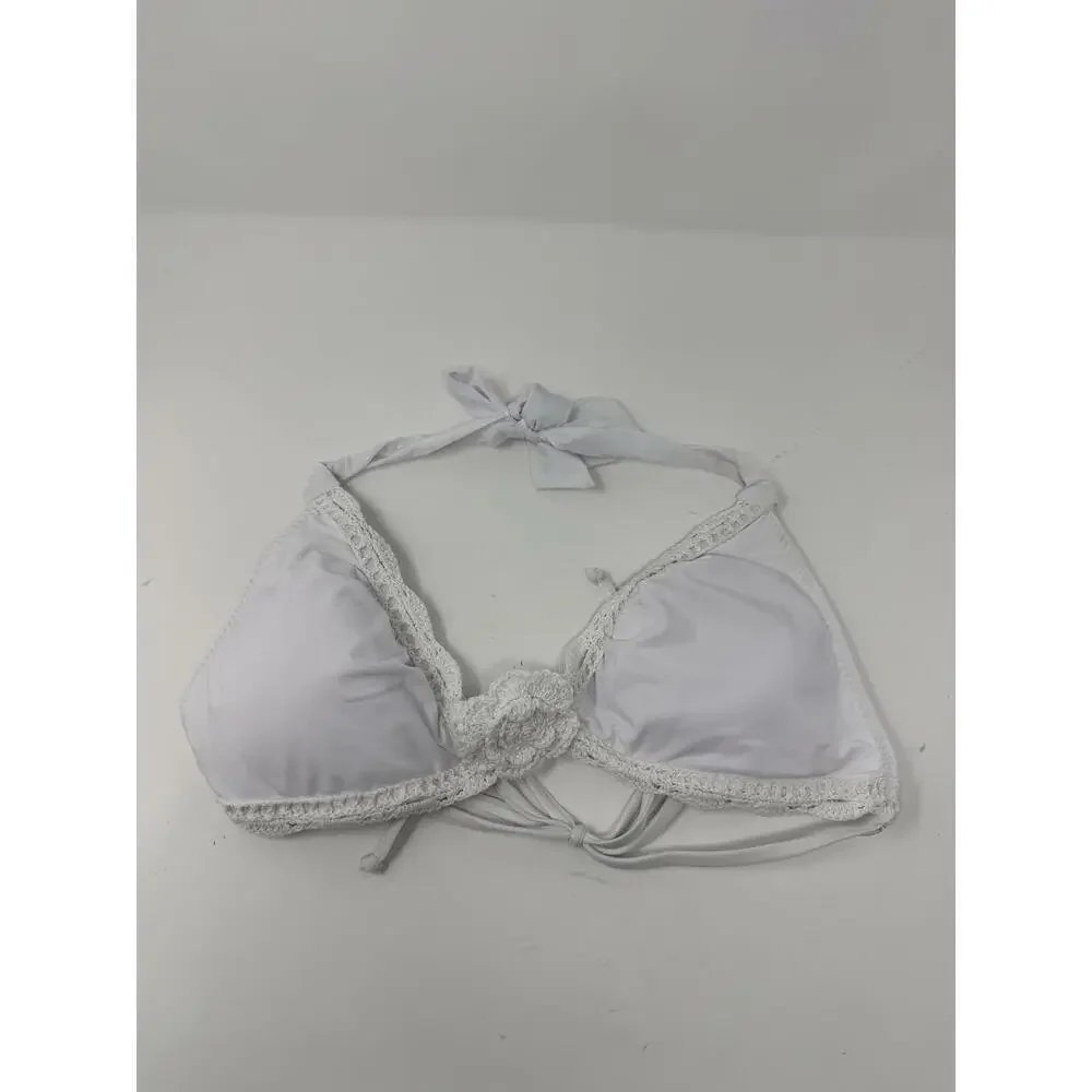 BECCA Women's Standard Colette Banded Bikini Top White L
